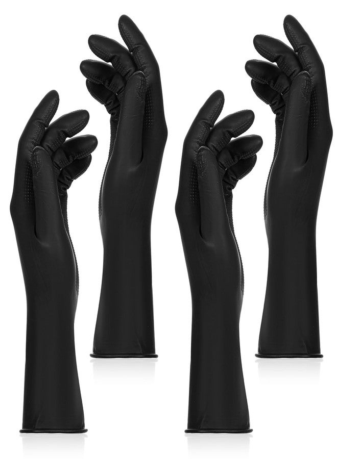 SynHHergyx Hair Color Gloves, 2 Pairs Reusable Rubber Gloves Hair Dye Glove Professional Hair-Dying Tools for Home Salon Barber Hairs Dyeing and Coloring, Cleaning (Black, Small) - Image 1